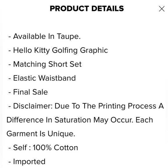 Hello Kitty Golfing PJ Short Set - Picture 5 of 5